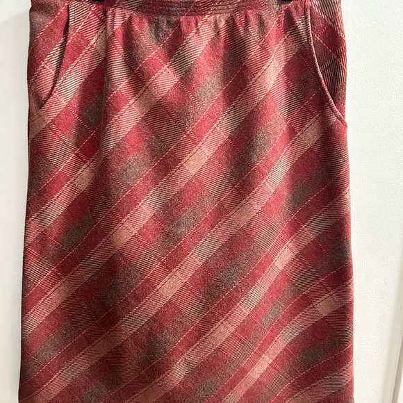 Cos Cob Dresses & Skirts - COS COB Red and Tan Midi Pencil Work Skirt Wool Blend